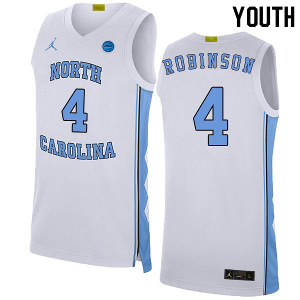 2020 Youth #4 Brandon Robinson North Carolina Tar Heels College Basketball Jerseys Sale-White